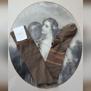 NWT Chloé Brown Thigh-high Logo Sock Tights - Made In Italy CAD $300
